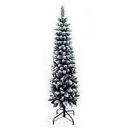 5 Fuß künstlicher Bleistift-Weihnachtsbaum mit Schneebeflockung, Premium-Weihnachtskiefer mit Scharnier, vollständig umweltfreundlich, PVC-Weihnachtsbaum, Weihnachtsdekoration mit Metallständer, 5 von vkeid