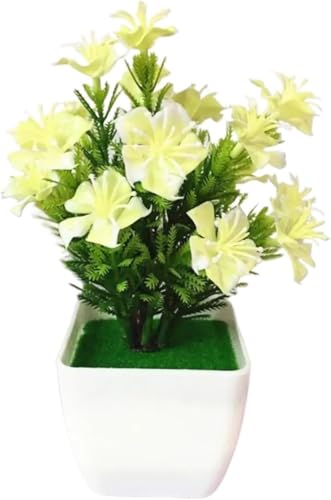 5 Stück Mini-Kunstpflanzen, Bonsai mit Topf, Simulation, Büro-Schreibtisch-Dekoration, Bonsai, Hochzeit, Zuhause, Blumen-Bonsai-Dekor, künstliche Blumen, Topfpflanzen für den Schreibtisch (weiß, 12 x von vkeid