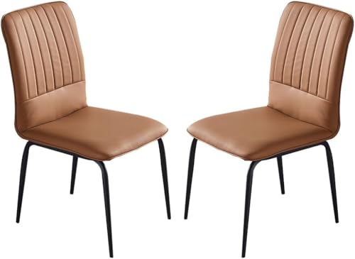 Esszimmerstühle für die Küche, 2er-Set, modernes PU-Leder, hohe Rückenlehne, gepolsterter weicher Sitz mit Metallstuhlbeinen für Zuhause, gewerbliche Restaurants, Wohnzimmerstühle – Orange (Grün) von vkeid