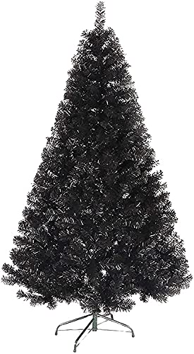 Künstlicher Weihnachtsbaum mit glitzerndem Lametta für den Innenbereich, einfach aufzubauen, zusammenklappbarer Weihnachtsbaum für Weihnachtsdekorationen, XM-Weihnachtsbaum (schwarz, 2,4 m), modisch von vkeid