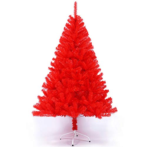 vkeid 8,8 Fuß roter künstlicher Weihnachtsbaum aus PVC, mit Metallständer, unbeleuchtet, faltbar, echte rosarote Weihnachtskiefer, für den Urlaub im Innenbereich. Das Neue von vkeid