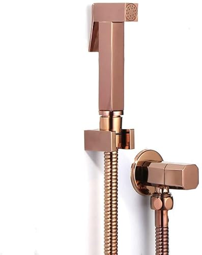 vkeid Bidet-Sprühset, quadratisches Bidet aus Roségold-Messing, Badezimmer-Handbrause, Bidet-Toilettenbrause, hygienischer Dusch-Bidethahn, an der Wand montiertes Bidet-Wasserhahn-Set,A von vkeid