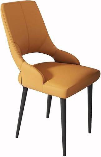 vkeid Esszimmerstuhl Chai, Moderne Esszimmerstühle aus Leder, für Küche, Wohnzimmer, Lounge-Thekenstühle, stabile Metallbeine aus Karbonstahl – Dunkelgrau (Orange) von vkeid