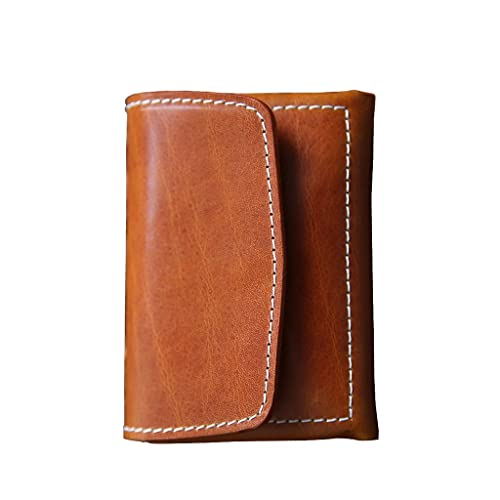 vkeid Handgefertigte Vintage-Kurzbrieftasche für Herren und Damen, Leder-Kartentasche, Visitenkartentasche, multifunktionale Geldbörse von vkeid