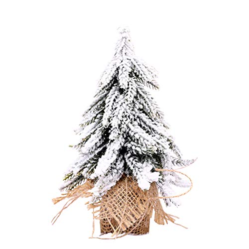 vkeid Mini-künstlicher Weihnachtsbaum - Schneeflockenbaum aus Leinen-Schneetanne, PE + Leinenmaterial, verschlüsselter Weihnachtsbaum, Klassische, naturgetreue natürliche Zweige, kleine von vkeid