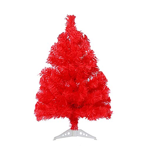 vkeid Roter künstlicher Weihnachtsbaum – PET + PVC usw. verschlüsselte Weihnachtsbäume, automatische Weihnachtsbäume, Flammschutzmittel, Klassische und realistische natürliche Zweige (Größe: 90 cm) von vkeid