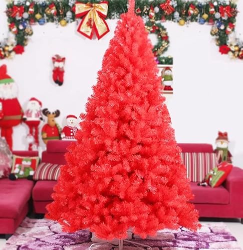 vkeid Schlanker Weihnachtsbaum, Blauer Weihnachtsbaum, Weihnachtsfeier für Jungen, verschlüsselter Metallträger, Weihnachtsbaum, nackter Baum (Farbe: Rot, Größe: 8 Fuß/240 cm) von vkeid