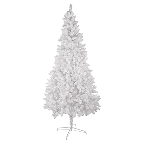 vkeid Weißer Weihnachtsbaum, 2,4 m, künstlicher Schnee beflockter Weihnachtsbaum, voller Baum mit Metallständer, 21 Schneeflocken mit Metallständer, für Zuhause, Büro, Party, Schnee, Weihnachtsbaum von vkeid