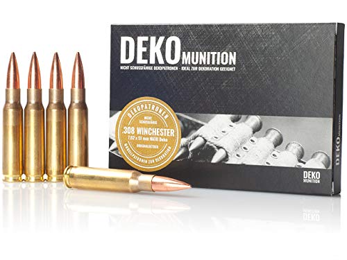 Deko Patronen NATO Munition | Kaliber 7,62 x 51 mm .308 Winchester | geeignet für Deko Waffen und zur Dekoration | Patronenhülsen aus Metall | legal nachweisfrei erhältlich (5) von waffenschaulade