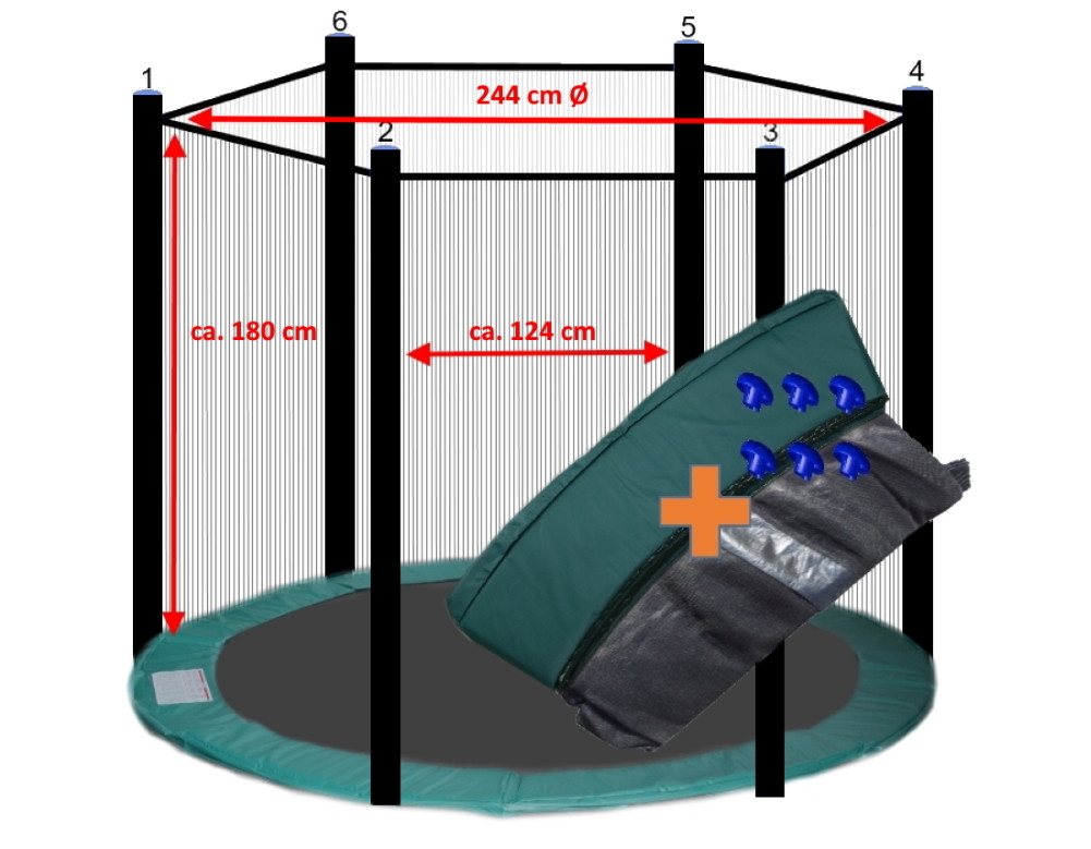 walexo Gartentrampolin Trampolin Randabdeckung mit Sicherheitsnetz für 6 Stangen, Ø 305 cm walexo Gartentrampolin Trampolin Randabdeckung mit Sicherheitsnetz für 6 Stangen, Ø 305 cm von walexo