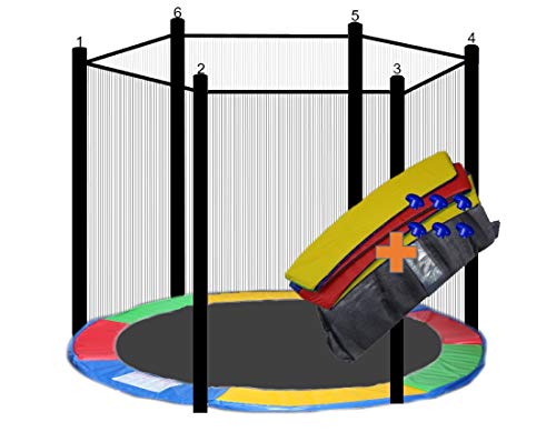 walexo Trampolin Randabdeckung + Sicherheitsnetz für 6 Stangensysteme (366 cm Ø, Bunt/Schwarz) von walexo