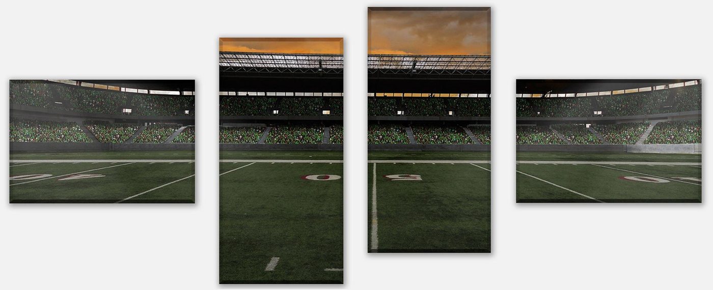 wandmotiv24 Mehrteilige Bilder American Football Stadium, Sport & Fitness (Set, 4 St), Wandbild, Wanddeko, Leinwandbilder in versch. Größen von wandmotiv24