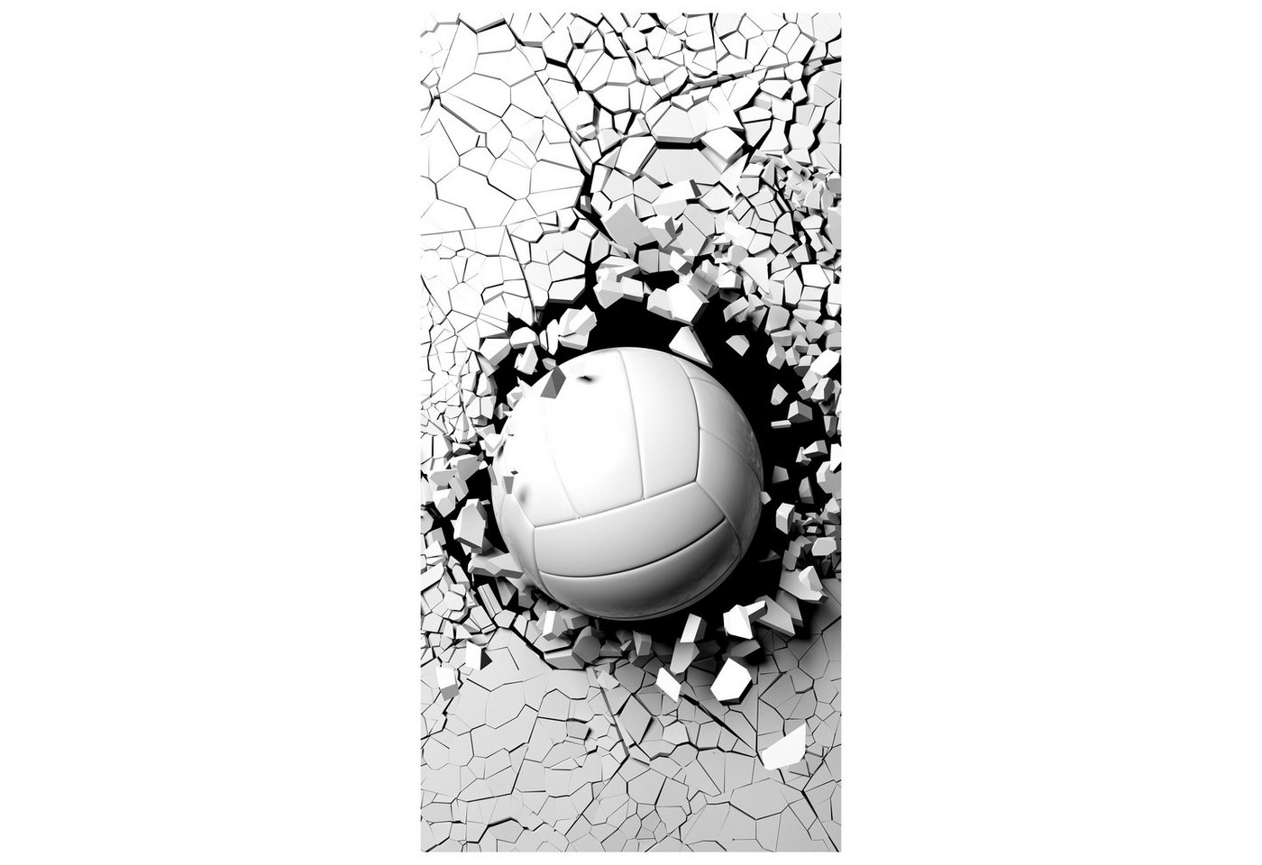 wandmotiv24 Türtapete Volleyball durch Wand, 3D Motiv, Sport, glatt, Fototapete, Wandtapete, Motivtapete, matt, selbstklebende Vliestapete von wandmotiv24