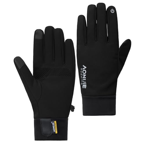 wellwise Weiche warme Touchscreen-Winter-Thermo-Handschuhe für Herren und Damen, winddicht, rutschfest, Sport-Handschuhe zum Laufen, Wandern, Radfahren (Schwarz, XL) von wellwise