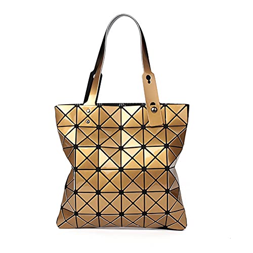 whatUneed Womens Top-Griff Taschen, geometrische leuchtende Schultertasche, faltbare PU-Leder-Scherbe-Gitter-Einkaufstasche-Einkaufstasche von whatUneed