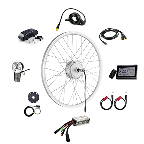 windmeile | E-Bike Umbausatz, Nabenmotor Hinterrad, Silber, Waterproof, 28', 36V/250W, Controller, Daumengas, Display, Lichter, Bremssensor, Pedalsensor, Controller-Box, E-Bike, Pedelec von windmeile