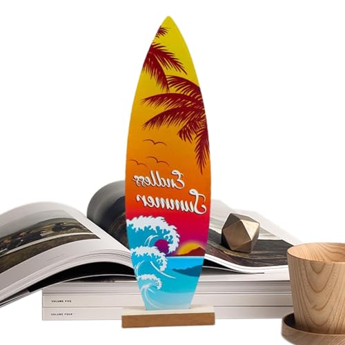 wiroouia Surfbrett-Mittelstücke für Tische,Surfbrett-Tischdekorationen, Surfbrett Dekor für Wand, Multifunktionale Surfbrett Strandschilder, Sommer Holzschild, Surfbrett Dekor für Wand, Holz, von wiroouia