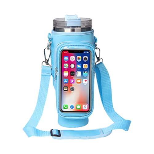 wiroouia Wasserflaschenhalter mit Riemen, Flaschentaschenhalter, 40 Oz Wasserflaschen-Umhängetasche, Verstellbare, gepolsterte Schulter-Wasserflaschentasche mit Touchscreen-Handytasche für Kinder, von wiroouia