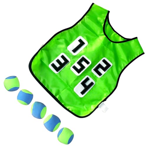 wisoolkic Aktiv im Freien mit Multiplayer Spielen Sticky Jersey Kit Trainingsspiele OxfordCloth Kinderspielzeug Outdoor Spiele, Grün mit 5 Kugeln von wisoolkic