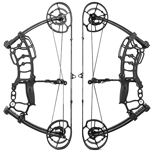 wolfman Bogenschießen Compoundbogen Set 40–65lbs Erwachsene Einstellbar 320/420 FPS Katapult Stahlkugel Dual-Use Jagdbogen 6061 Aluminiumlegierung Angel Bogen Pfeil Set (A) von wolfman