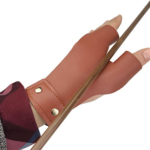 wolfman Bogenschießen Handschuh Leder Fingerschutz traditioneller Schießhandschuh für Linkshänder Bogenschießen Jagd (Braun) von wolfman