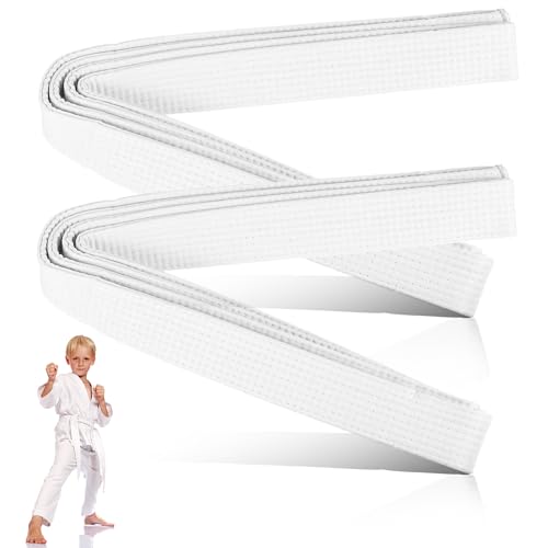 worahroe 2 Stück Judo Gürtel Weiß 260cm Kampfsport Gürtel aus Hochwertigem Baumwoll-Polyester Mix, Strapazierfähig & Atmungsaktiv, ideal für Taekwondo, Karate, Judo & Aikido, für Kinder & Erwachsene von worahroe