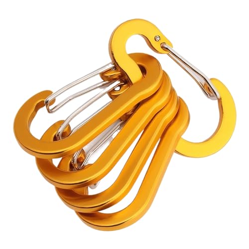 wueiooskj 5 Teile/Satz Edelstahl Karabiner Clip Zuverlässig und Langlebig Für Wandern Und Rucksackreisen Kleine Karabiner Clip Einfach, golden von wueiooskj