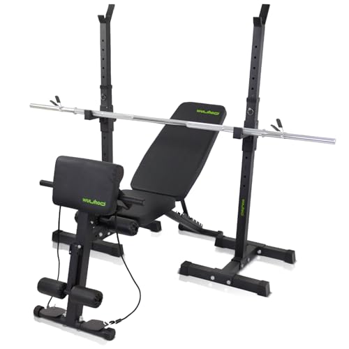 wuuhoo® Homegym-Set – Verstellbare Hantelbank, Langhantelständer & Hanteln für Standard und Olympische Maße Apex x Ramon x John von wuuhoo