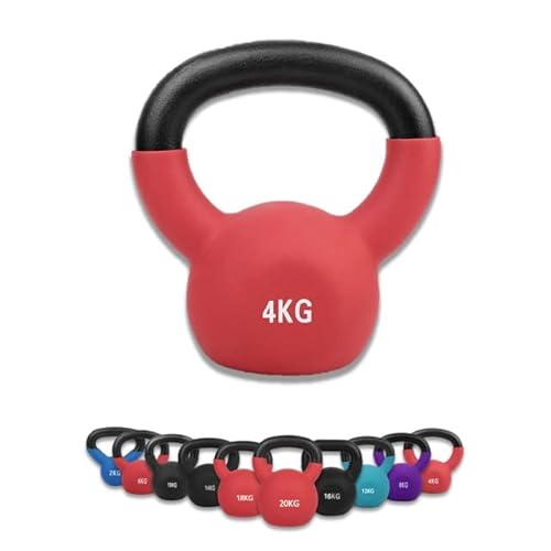 wuuhoo® Kettlebell Dwayne - Kugelhantel 2kg - 28kg aus massivem Gusseisen mit Neopren Beschichtung, Schwunghantel für Dein Krafttraining, Gewichte mit Farbcodes - Fitnessgerät für Zuhause 4 kg von wuuhoo