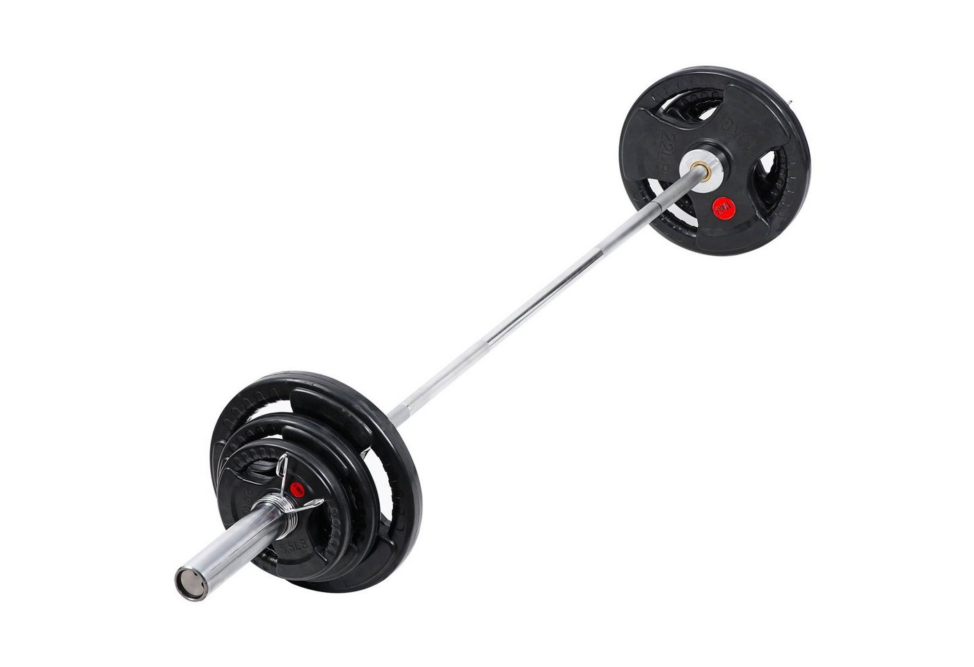 wuuhoo Hantel-Set 50kg Set Langhantelstange Olympia Hantelscheiben 2, Fitness Set, Langhantelscheiben gummiert mit Stahlkern und Griffen wuuhoo Hantel-Set 50kg Set Langhantelstange Olympia Hantelscheiben 2, Fitness Set, Langhantelscheiben gummiert mit Stahlkern und Griffen von wuuhoo