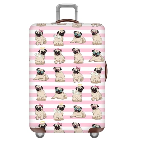 wxlmom Kofferschutzhülle L Rosa Gestreifter Hund Waschbar,Suitcase Cover Für Kinder Und Erwachsene,Elastischer Spandex-Koffer-Protector,Koffer-Abdeckungen von wxlmom