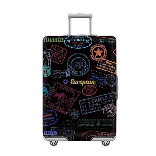 wxlmom Kofferschutzhülle M Schwarze Briefmarken Waschbar,Suitcase Cover Für Kinder Und Erwachsene,Elastischer Spandex-Koffer-Protector,Koffer-Abdeckungen von wxlmom