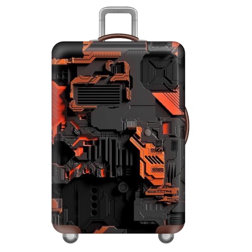 wxlmom Kofferschutzhülle XL Grau Orange Waschbar,Suitcase Cover Für Kinder Und Erwachsene,Elastischer Spandex-Koffer-Protector,Koffer-Abdeckungen von wxlmom