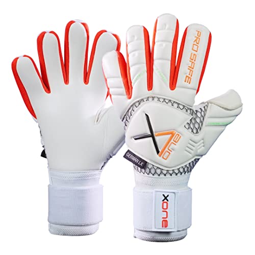 x one® Profi Torwarthandschuhe [Premium Grip] - inkl. praktischer Tragetasche - Fußball Handschuhe aus Latex für jedes Wetter mit doppeltem Verschlussband (extra langlebig & robust) von x one