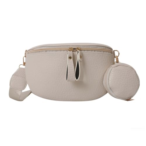 xbiez Crossbody-Tasche, modische Tasche, Schultertasche für Damen, legere Brusttasche, Hüfttasche, große Kapazität, Bauchtasche mit kleiner Geldbörse, beige von xbiez