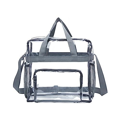 xbiez Damen-Handtasche, PVC, großes Fassungsvermögen, transparent, Kuriertasche, Outdoor, wasserdicht, Schultertasche, Reiseaufbewahrung, Damen-Tragetasche, grau von xbiez