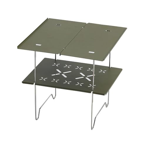 xbiez Doppelschichtiger Camping-Schreibtisch, Strandtisch, Outdoor-Camping-Tisch zum Wandern, Aluminiumplatte, Tisch, Camping, Picknick, Grilltisch von xbiez