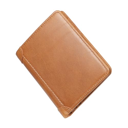 xbiez Herren-Geldbörse, RFID-blockierend, kurze Brieftasche, Kreditkartenhalter, multifunktional, Vintage-Tasche, Reise-Münzgeldbörse, Geschenk, braun von xbiez