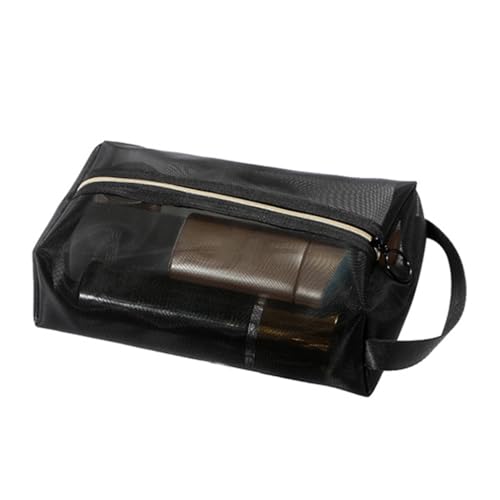 xbiez Make-up-Organizer-Tasche, Kosmetiktasche, große Kapazität, Kulturbeutel, Netzstoff, Make-up-Aufbewahrungstasche für Zuhause, Reisen, Kosmetiktasche, Schwarz , L von xbiez