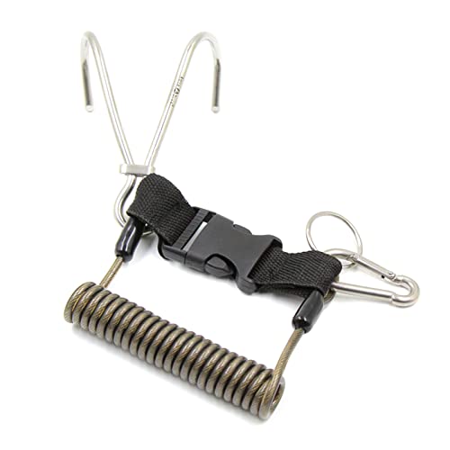 xbiez Scubas Tauchhaken mit Spulen-Schlüsselband, Edelstahl-Haken, Feder, Anti-Verlust-Seil, Scubas-Zubehör von xbiez