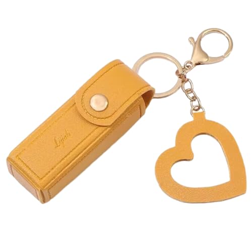 xbiez Tragbare Lippenstift-Tasche, Geldbörse, Schlüsselanhänger, Mini-Aufbewahrungstasche für Damen, einfarbig, Lippenstifte, Schutzhülle, Rucksack-Dekoration, gelb von xbiez