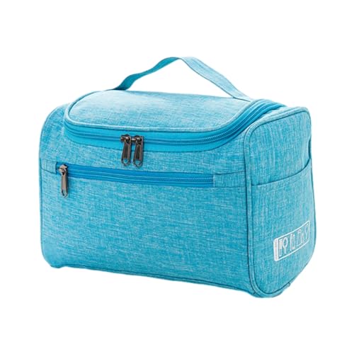 xbiez Tragbare Make-up-Tasche für Damen und Herren, mit Reißverschluss, praktischer Organizer, große Kapazität, Mehrzweck-Kosmetiktasche, blau von xbiez