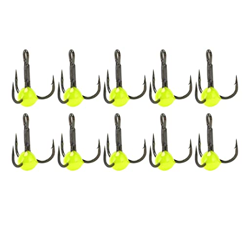 Angeln Drillinge Haken High Carbon Steel 10 Teile/Satz Köder Farbe Bohrer Haken, für Barsch Forelle Bluegill (Yellow) von xctopest