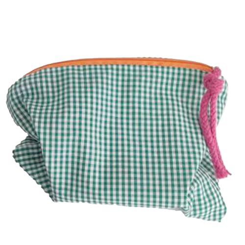 xctopest Make-up-Tasche, Kosmetiktasche, Oxford-Stoff, unterteiltes Design, effizientes und praktisches, geräumiges Inneres, tragbare Reise-Make-up-Tasche für Geschäftsreisen, (Green Grid) von xctopest