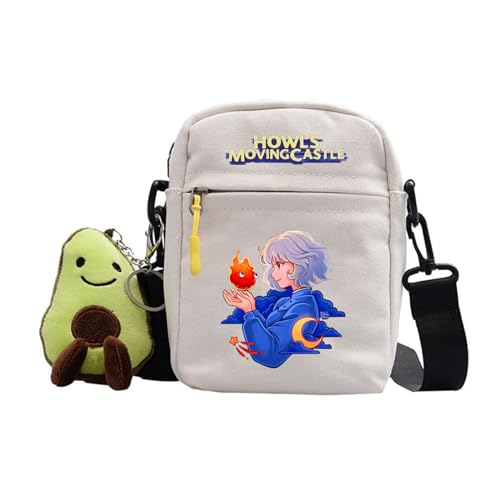 Howl's Moving Castle Canvas Holdall Unisex Mini-Gürteltasche mit verstellbarem Riemen Howl Crossbody Bag Calcifer Daypack Sophie Hatter Small Square Bag von xhomeshop