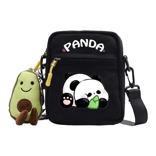 Panda Cute Canvas Holdall Unisex Mini-Gürteltasche mit verstellbarem Riemen Panda Crossbody Bag Panda Daypack Kawaii Panda Small Square Bag von xhomeshop