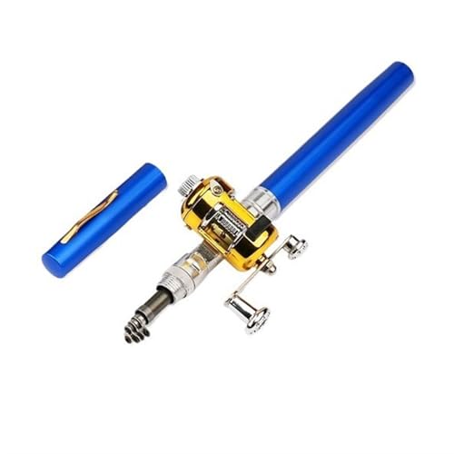 Angelrute Tragbare Tasche Teleskop Mini Angelrute Stift Form Gefaltete Angelrute Mit Reel Rad Angel-Combos(Blue) von xiuling4568