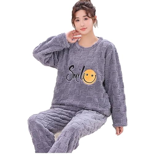 yanenrun M-3XL Winter Verdicken Pyjamas Frauen Nette Hunde Flanell Pyjama Von Einrichtungs Anzug Korallen Samt Hause Tragen Freizeit Tragen,Grau,3XL von yanenrun