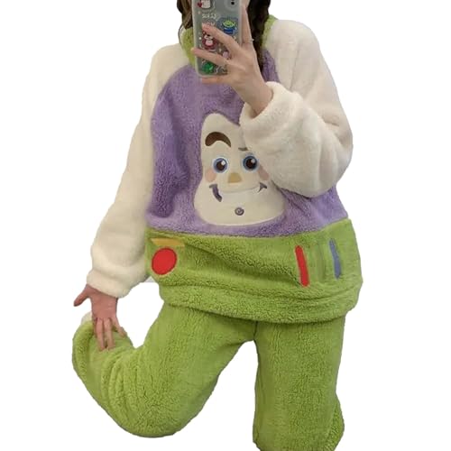 yanenrun Toy Story Damen Winter-Pyjama Aus Korallenfleece, Rundhals-Langarmanzug, Teenager-Freizeitstil, Heimkleidung,Wie Gezeigt,XXL von yanenrun