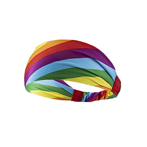 Breites Stirnband, bequem, weich, elastisch, für den Alltag, Yoga, Workout, Regenbogen-Druck-Edition, Yoga-Stirnbänder von yanwuwa